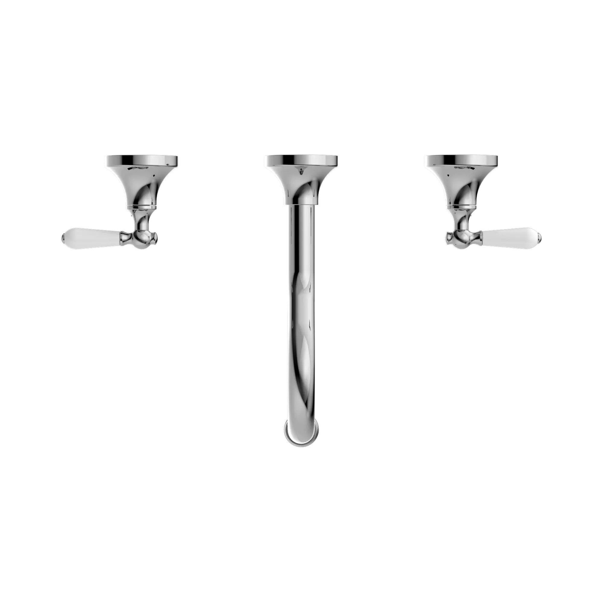 York Wall Basin Set With White Porcelain Lever