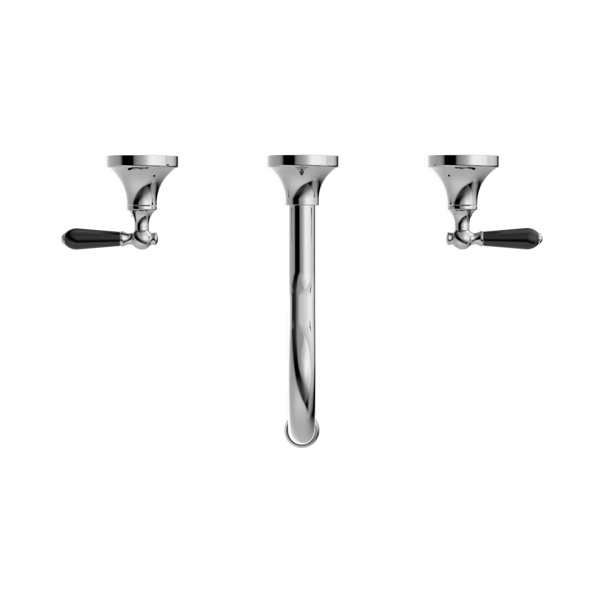 York Wall Basin Set With Black Porcelain Lever