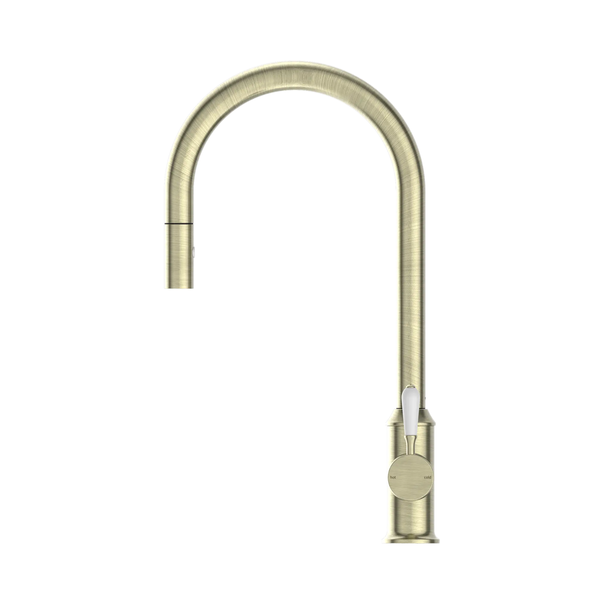 York Pull Out Sink Mixer With Vegie Spray Function With White Porcelain Lever