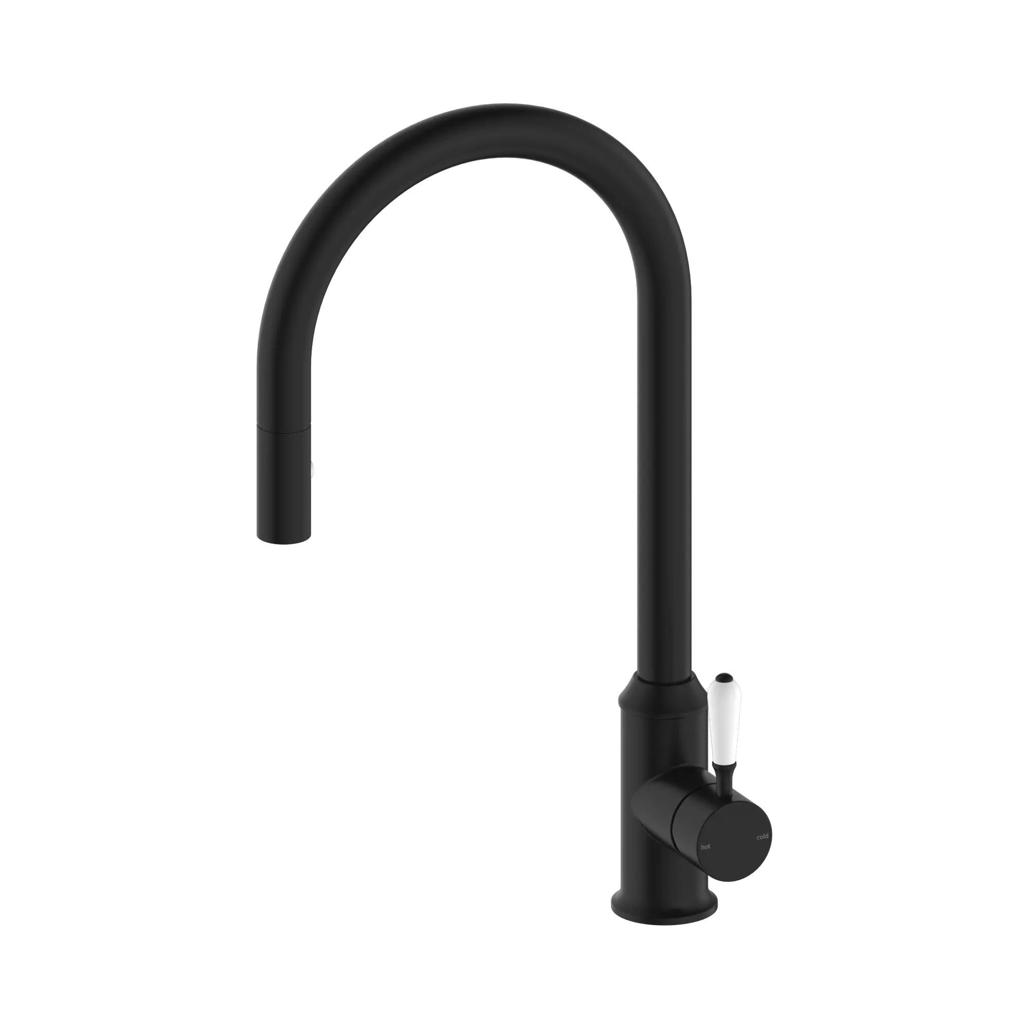 York Pull Out Sink Mixer With Vegie Spray Function With White Porcelain Lever