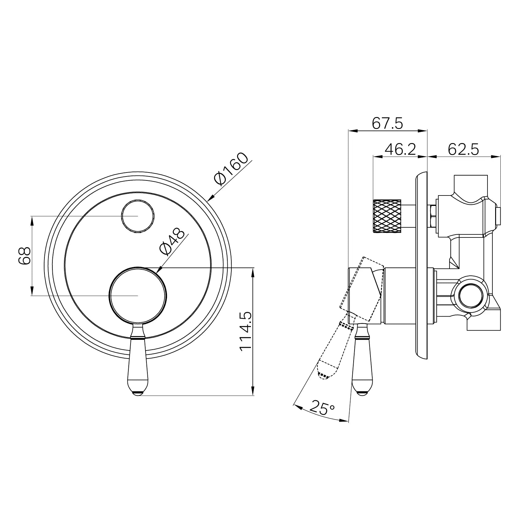 York Shower Mixer With Diverter With White Porcelain Lever