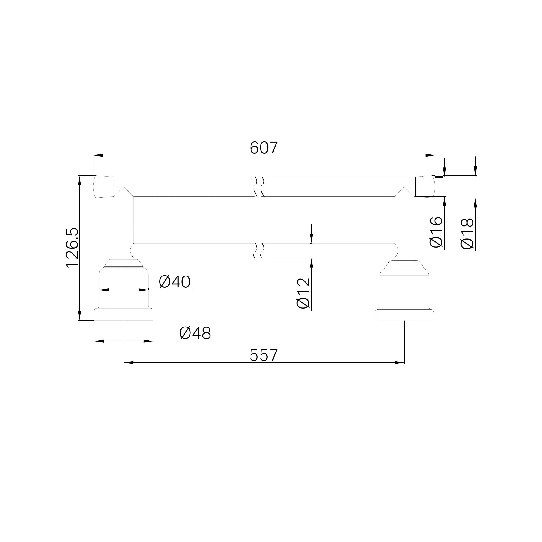 York Double Towel Rail 600mm