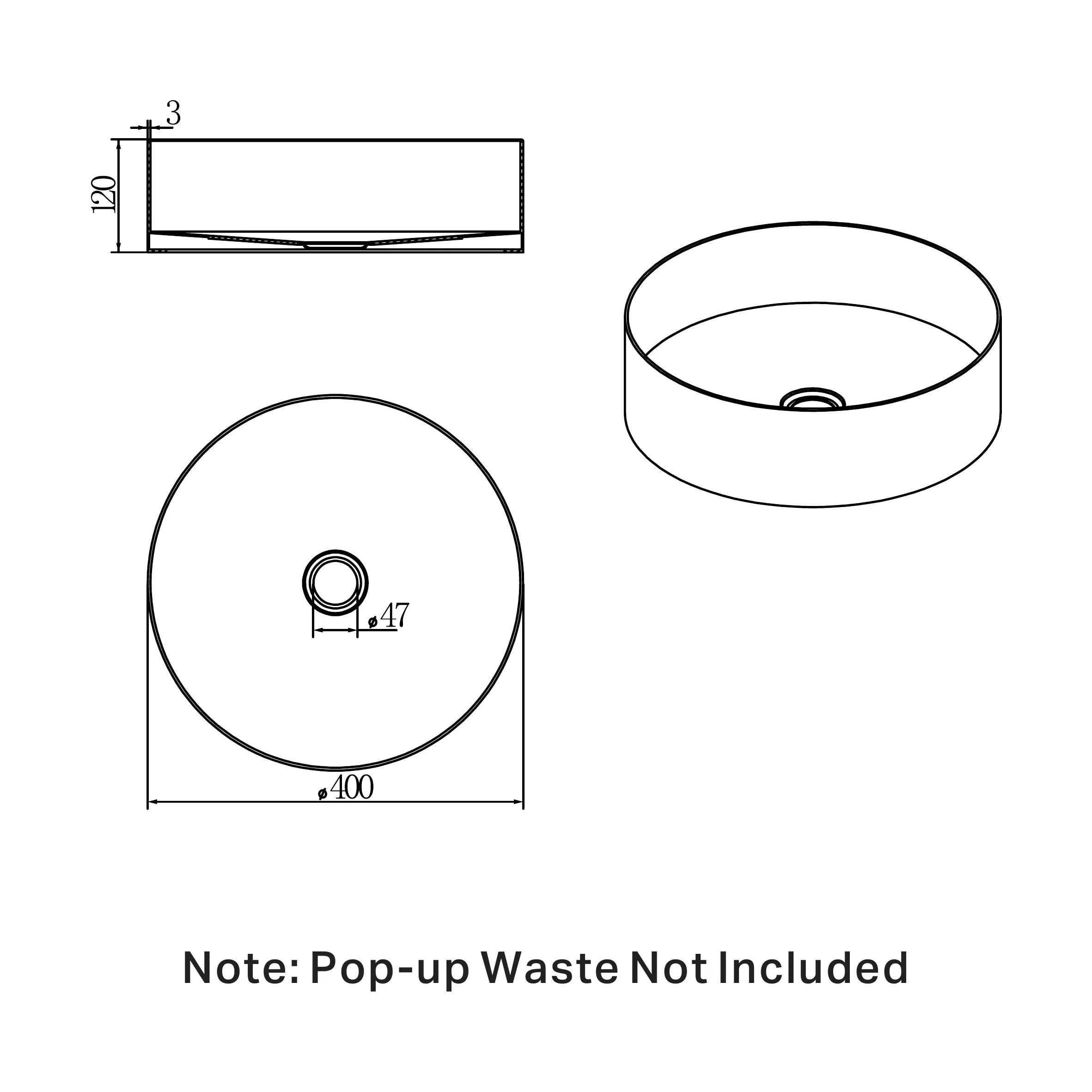 Opal Round 400mm Stainless Steel Basin