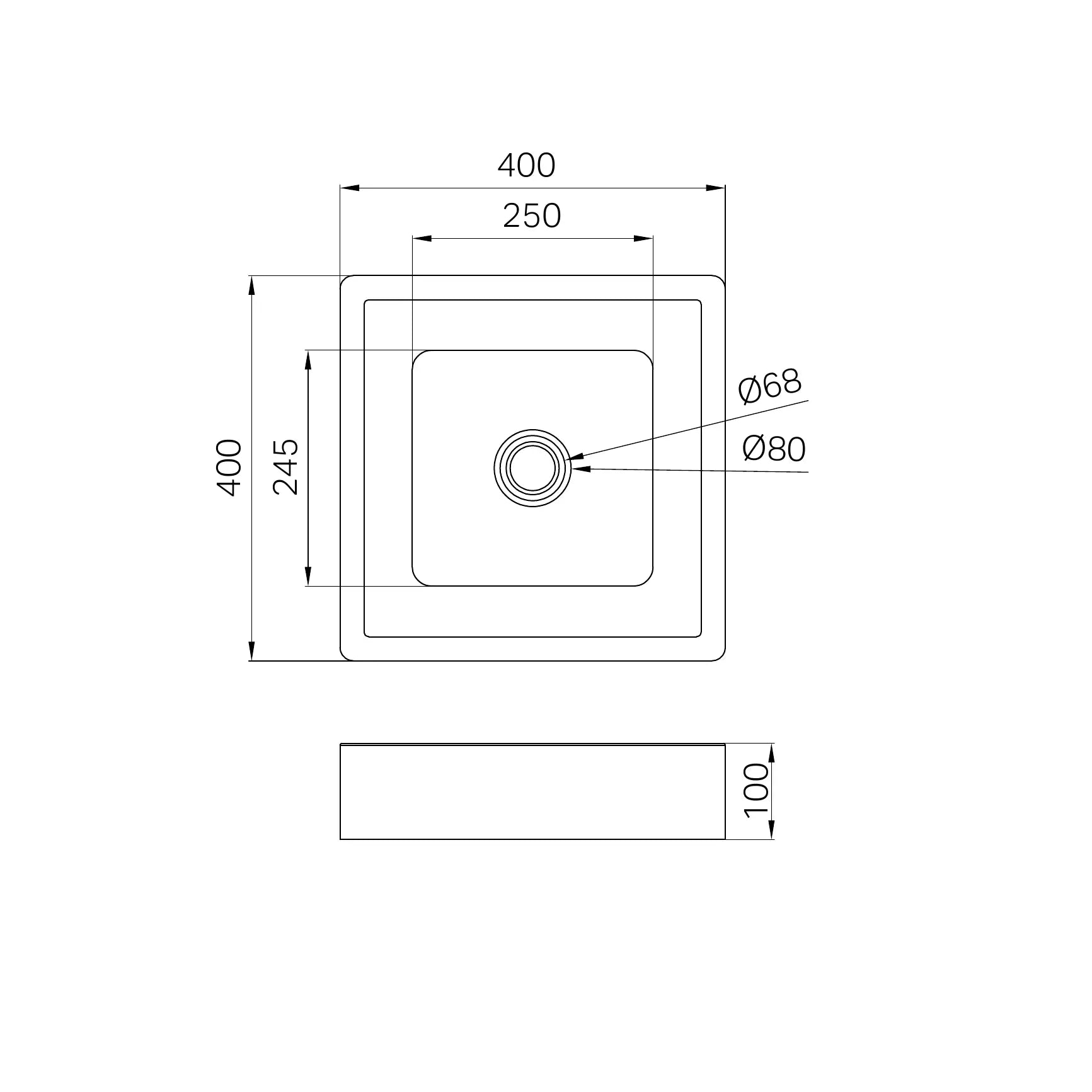 Opal Square 400mm Stainless Steel Basin
