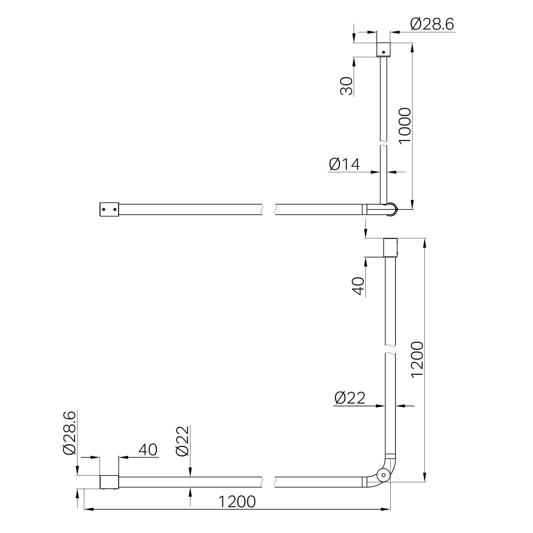 Mecca Care Curtain Rail 1200x1200mm 90 Degree