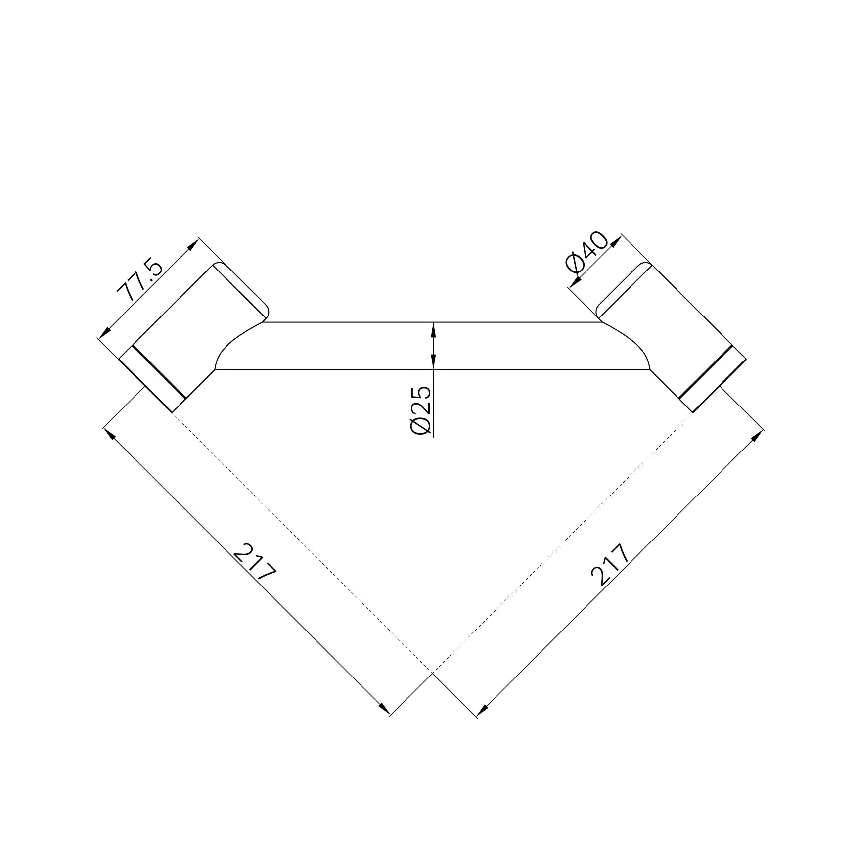 Mecca Care 25mm Footrest Corner Grab Rail 215mm
