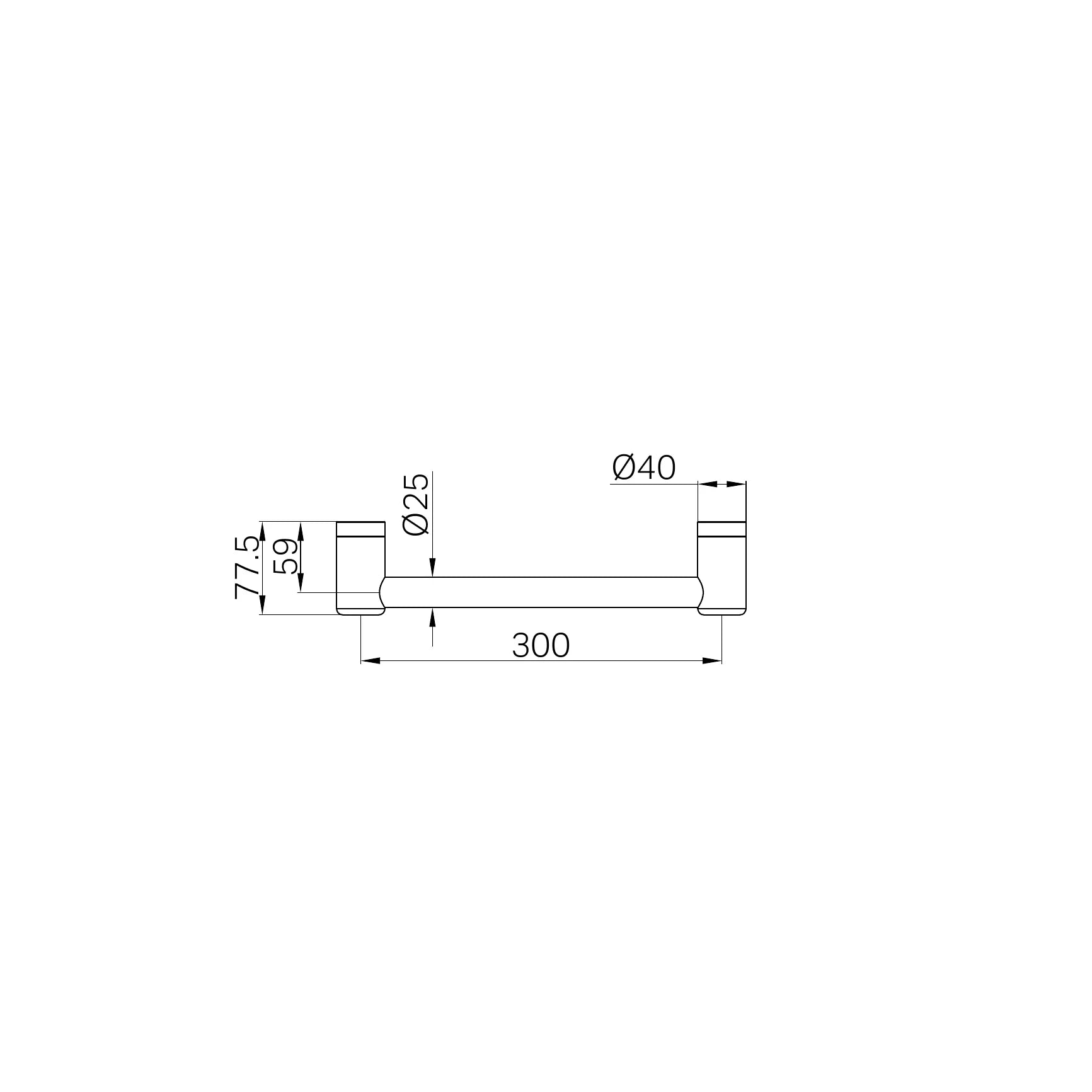 Mecca Care 25mm Grab Rail 300mm