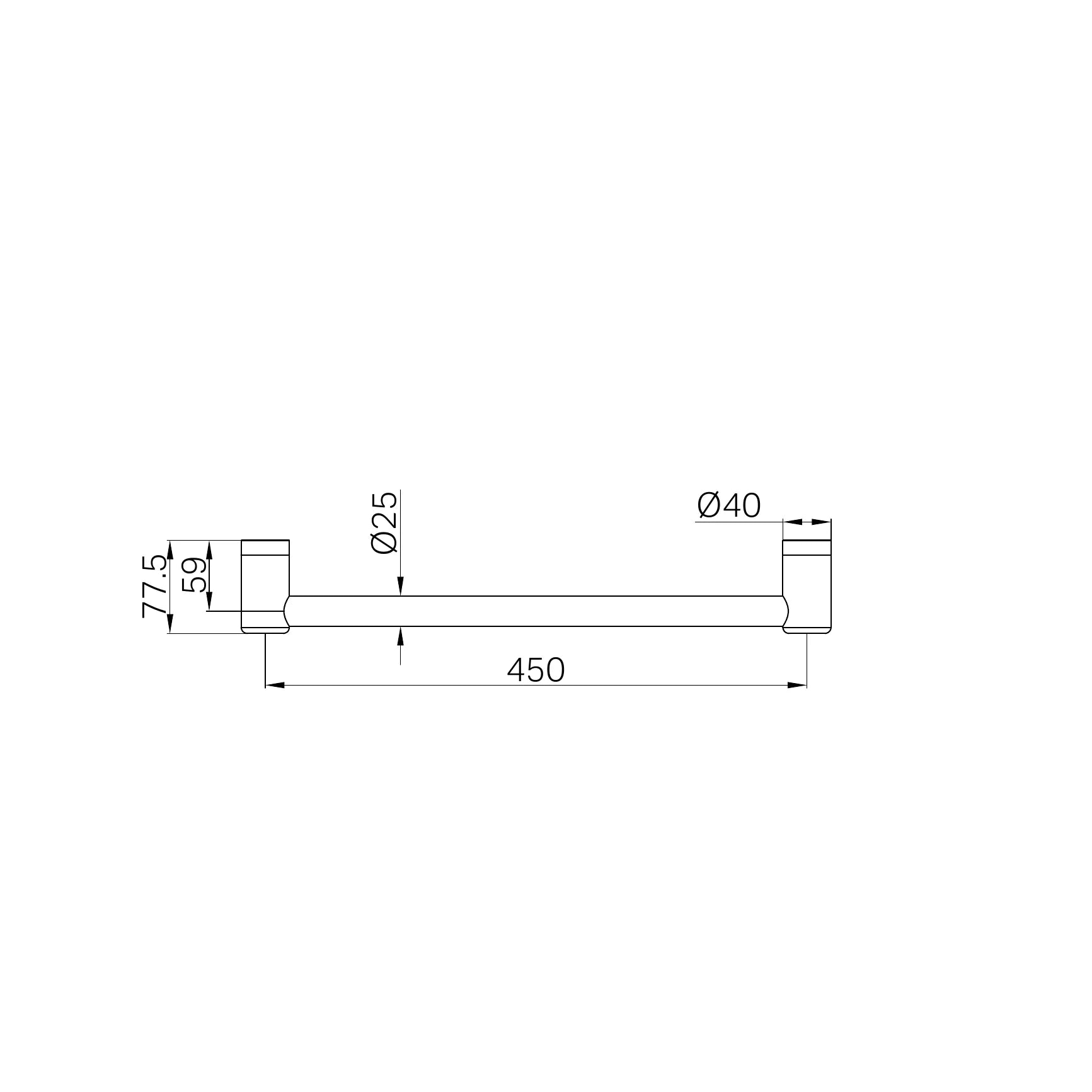 Mecca Care 25mm Grab Rail 450mm