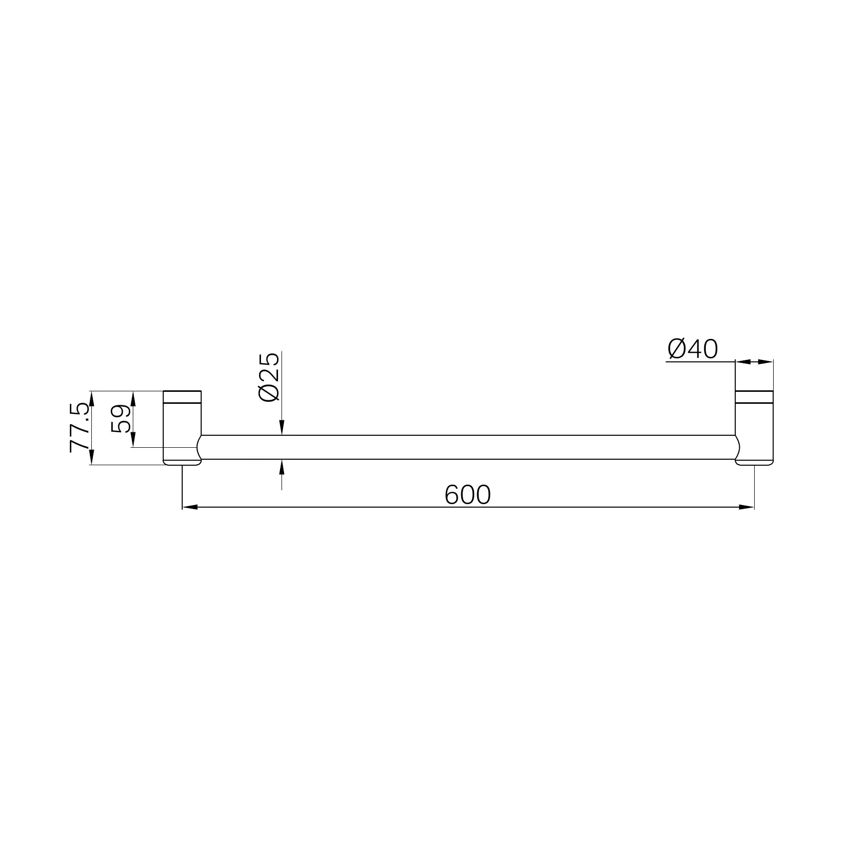 Mecca Care 25mm Grab Rail 600mm