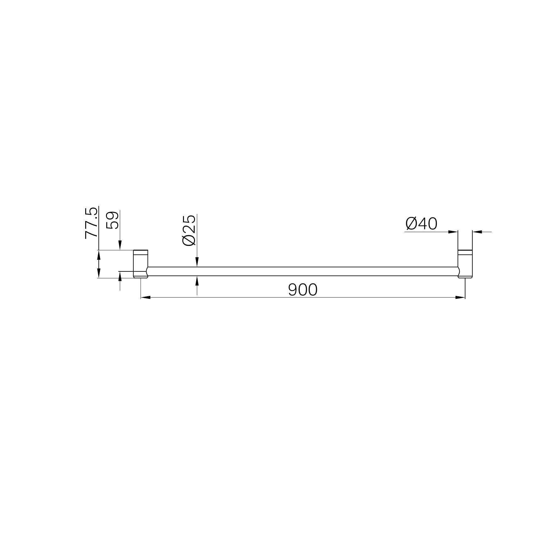 Mecca Care 25mm Grab Rail 900mm