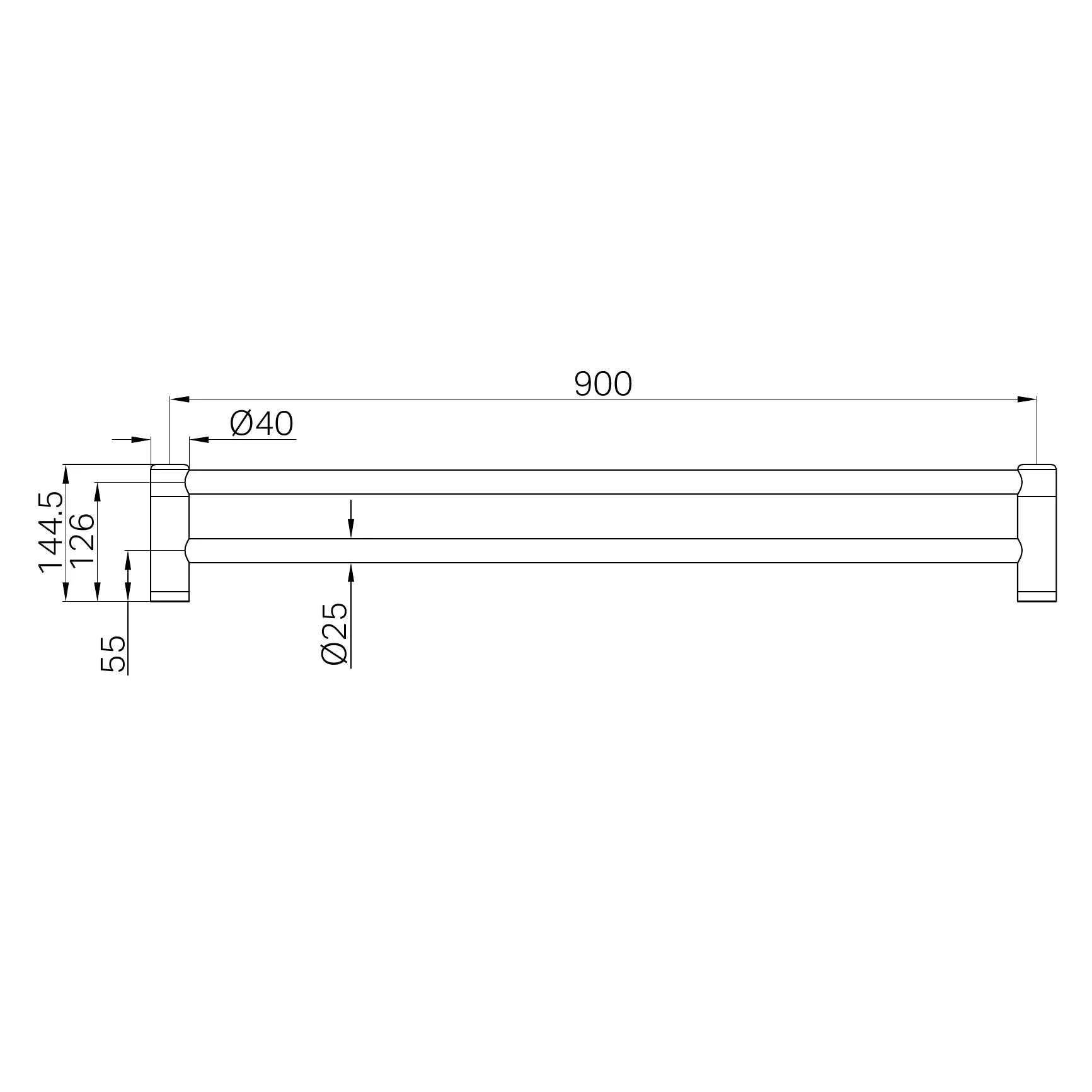 Mecca Care 25mm Double Towel Grab Rail 900mm