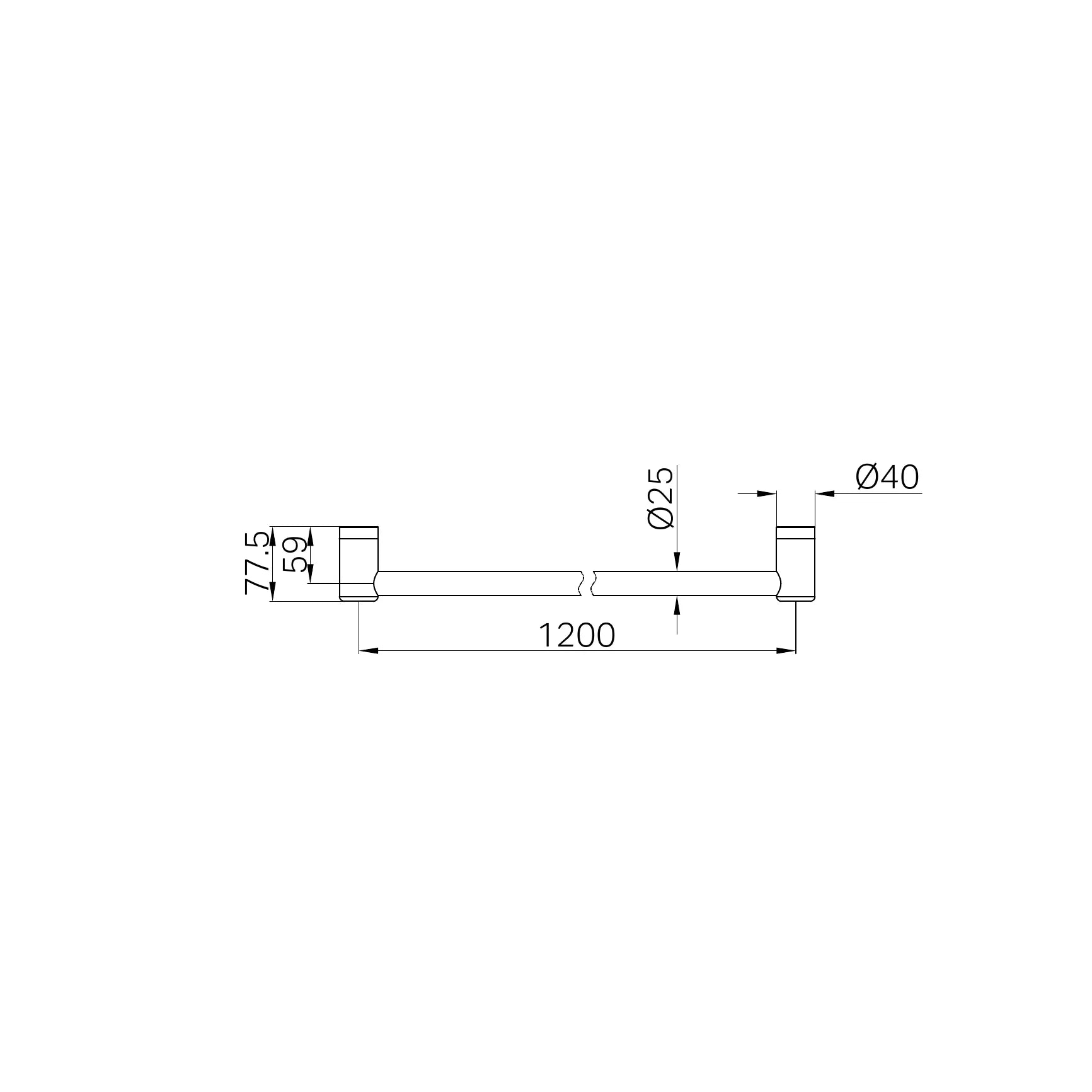Mecca Care 25mm Grab Rail 1200mm