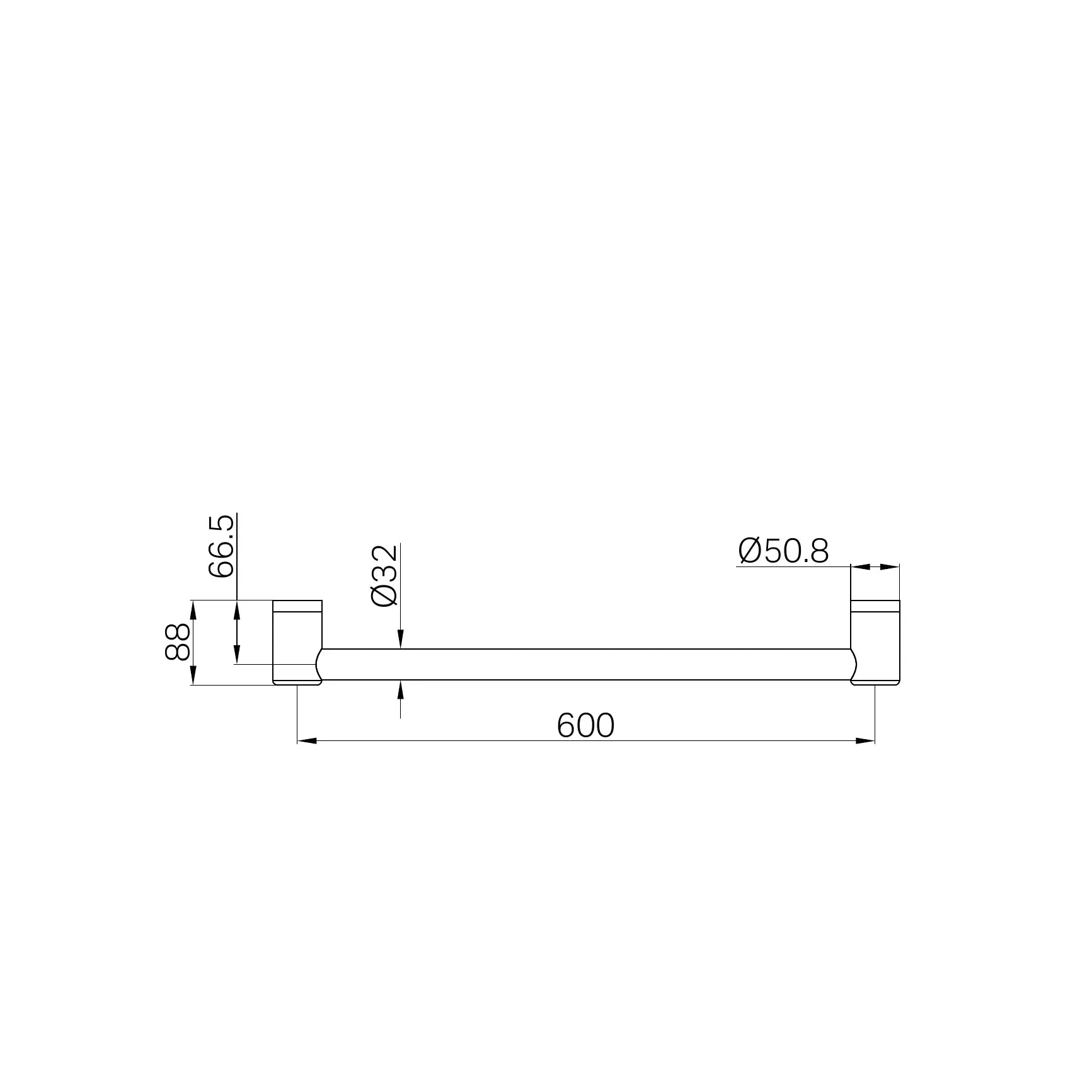 Mecca Care 32mm Grab Rail 600mm