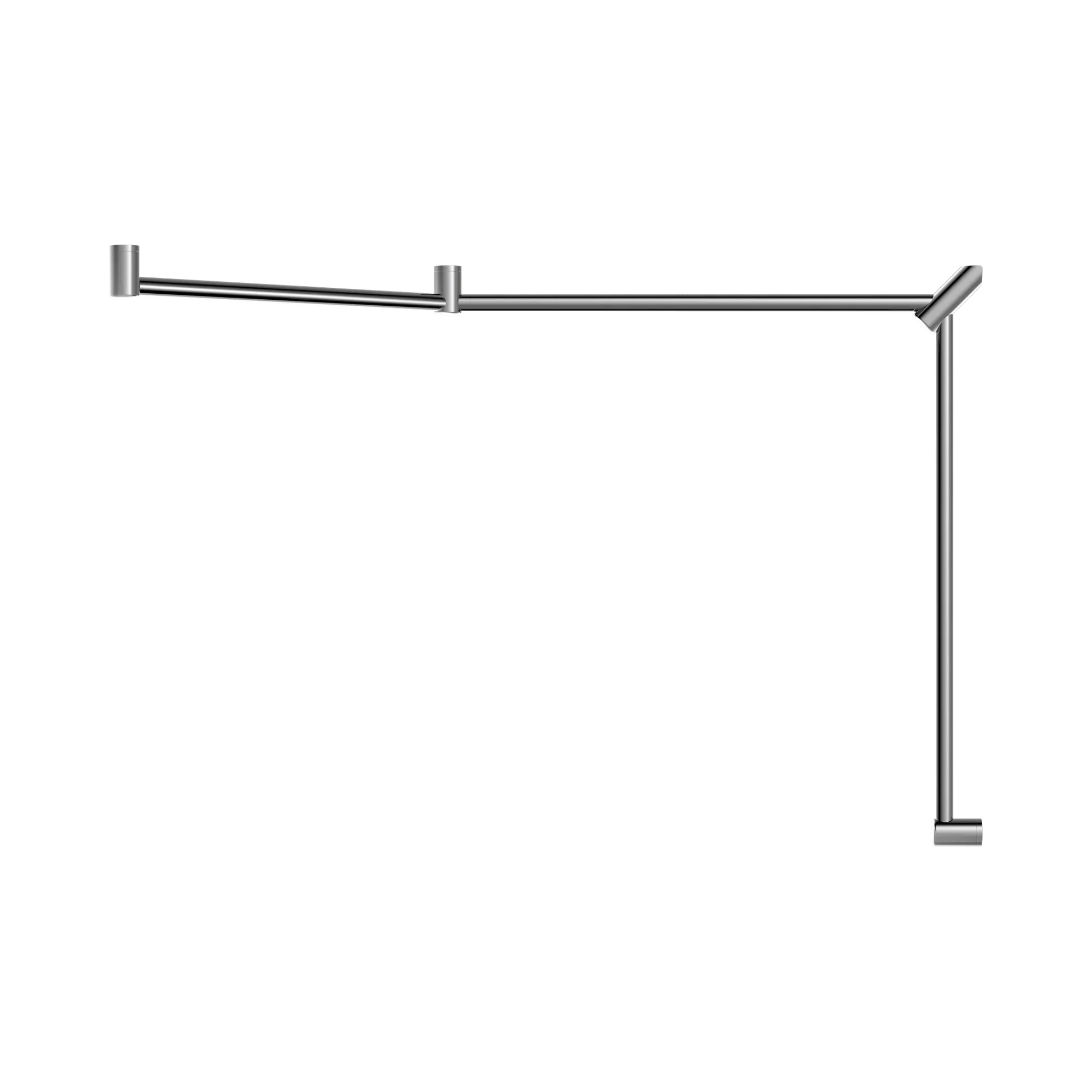 Mecca Care 32mm DDA Accessible Toilet Grab Rail Set 45 Degree Continuous 750X965X1025mm