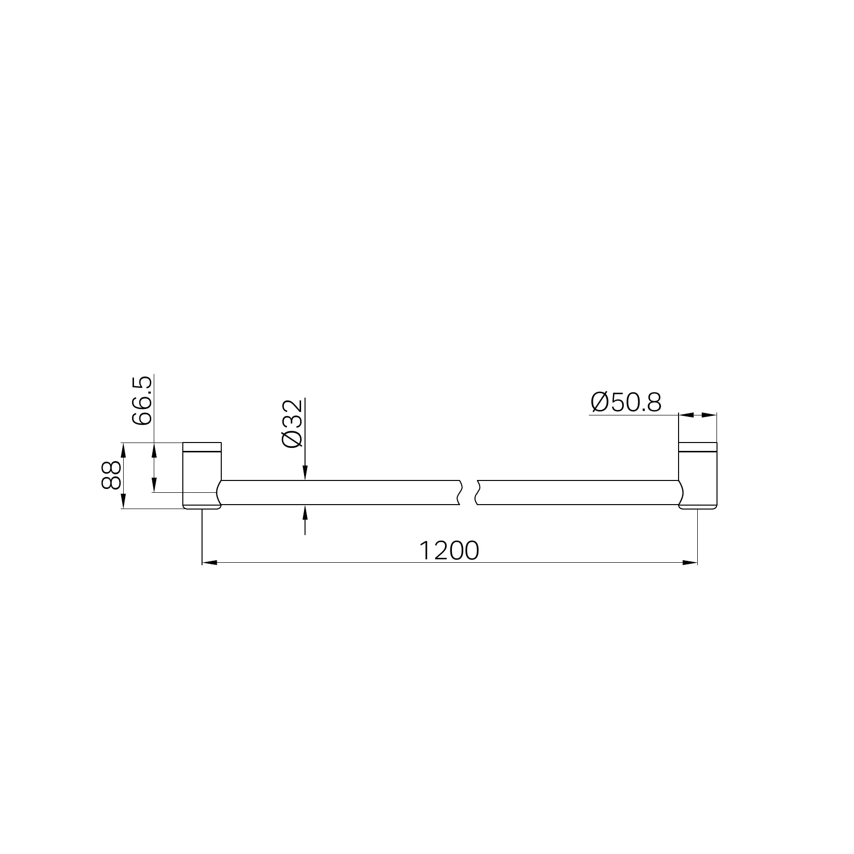 Mecca Care 32mm Grab Rail 1200mm