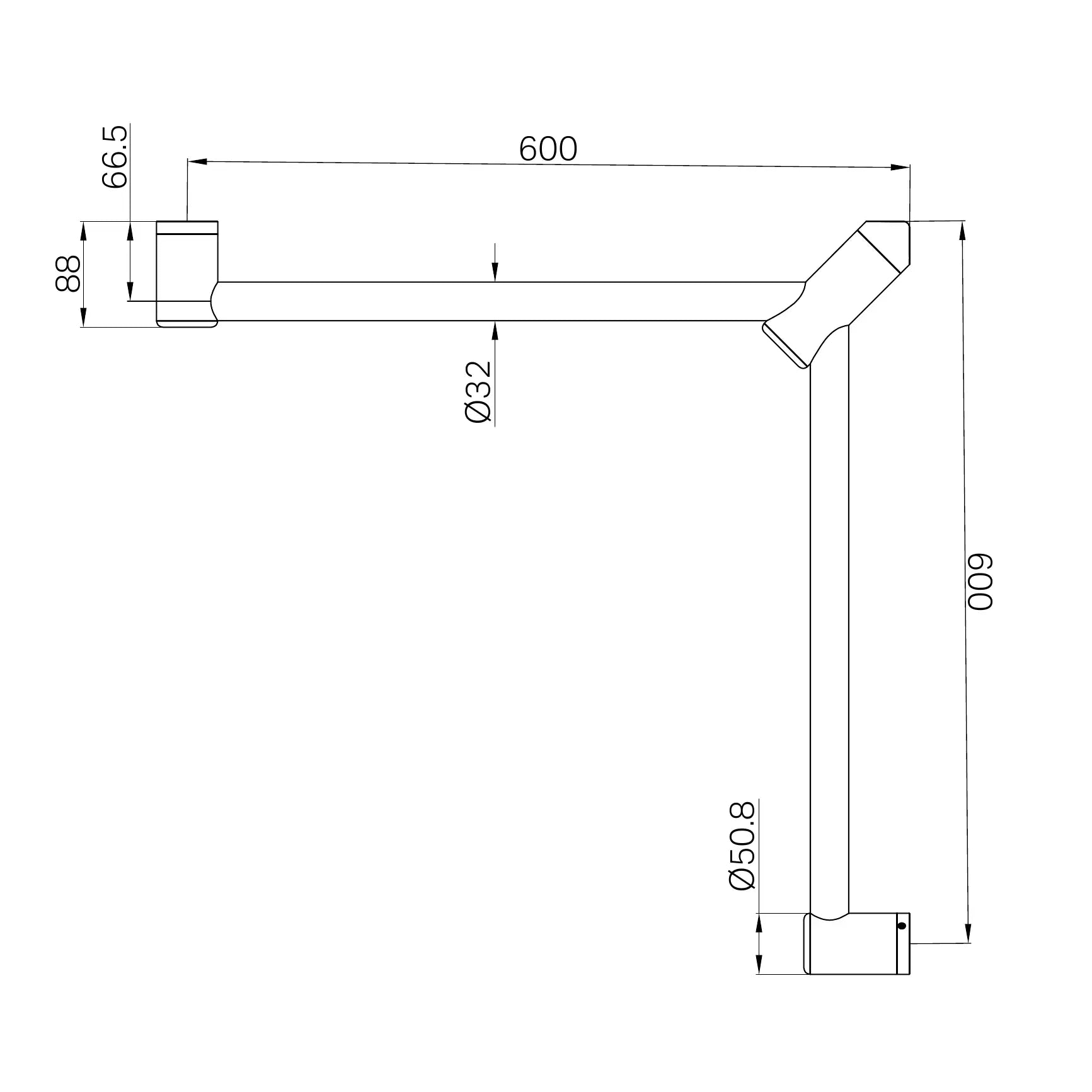 Mecca Care 32mm Wrap Around Corner Grab Rail 600X600mm