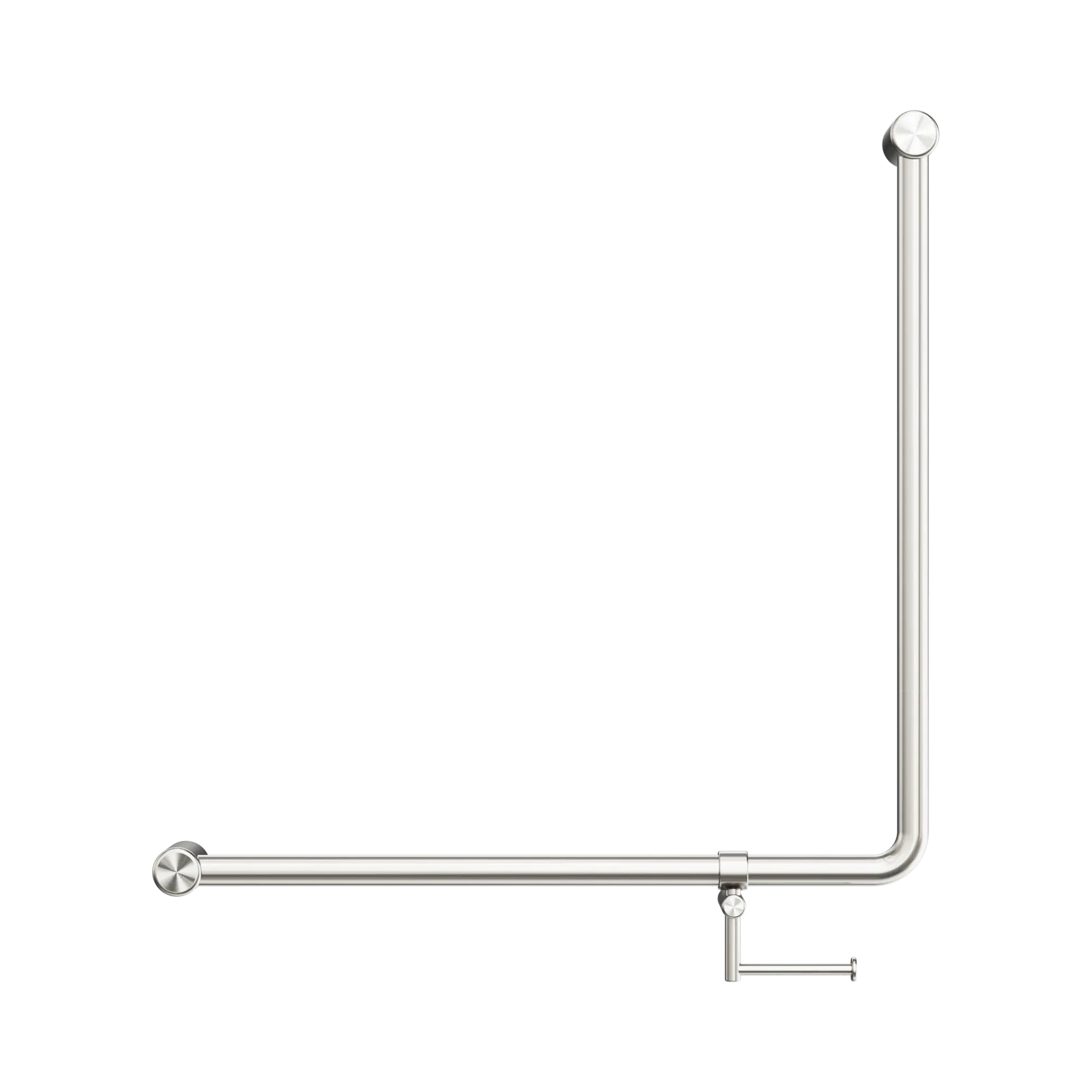 Mecca Care 32mm 90 Degree NZ4121 Accessible Toilet Grab Rail 750X750mm With Toilet Roll Holder