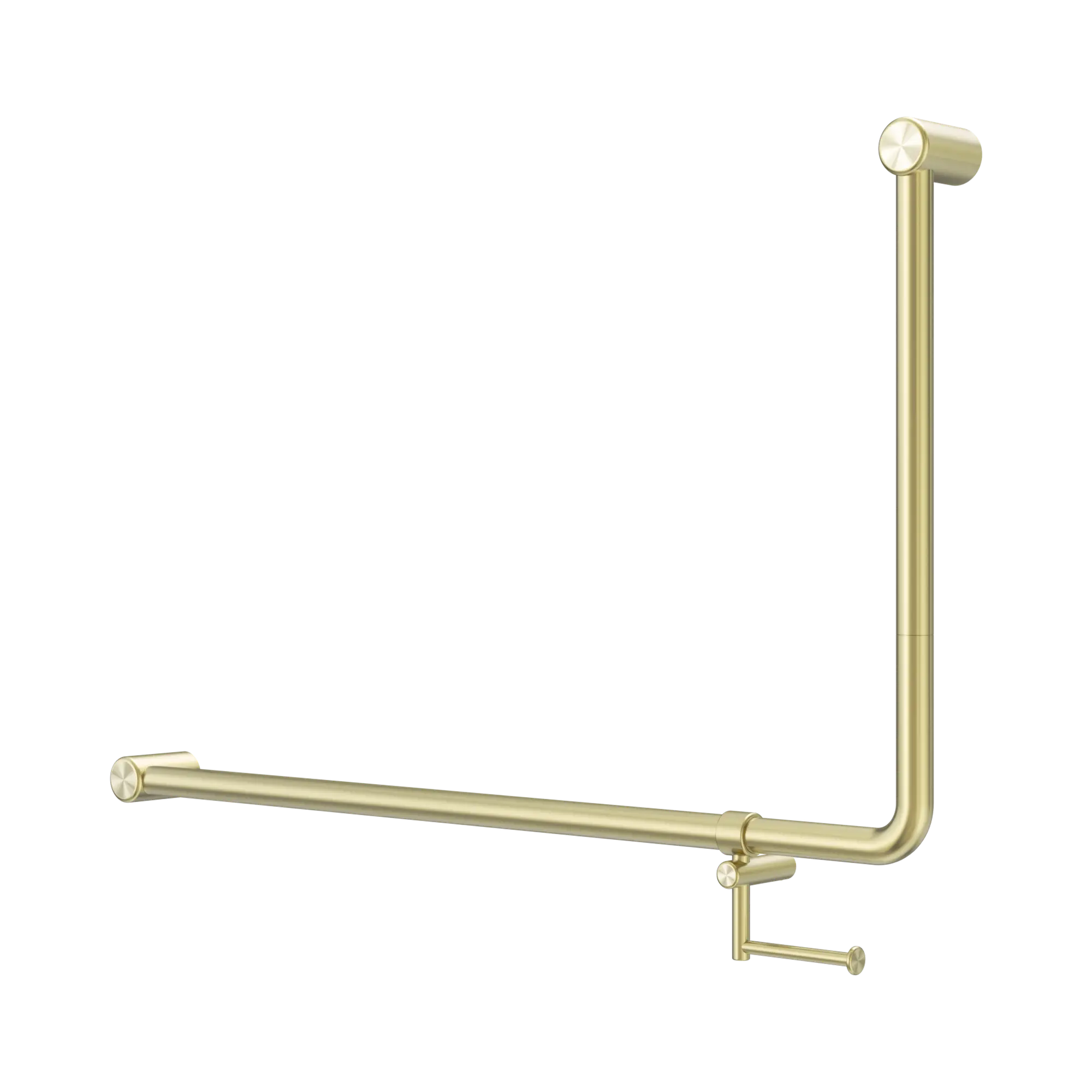 Mecca Care 32mm DDA Accessible Toilet 90 Degree Bent Tube Grab Rail 600X1000mm With Toilet Roll Holder