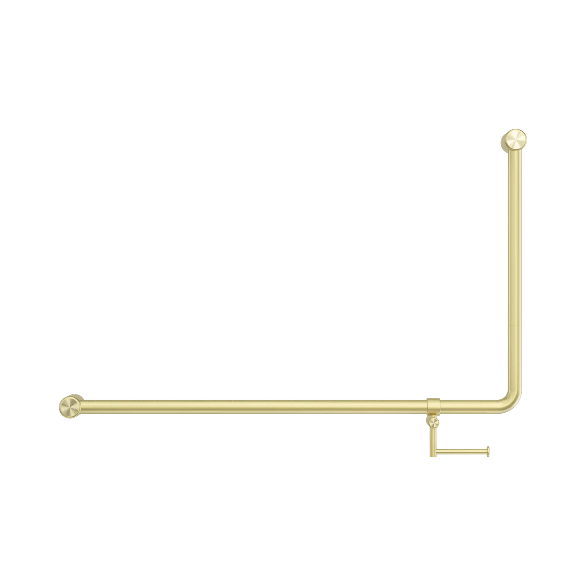 Mecca Care 32mm DDA Accessible Toilet 90 Degree Bent Tube Grab Rail 600X1000mm With Toilet Roll Holder