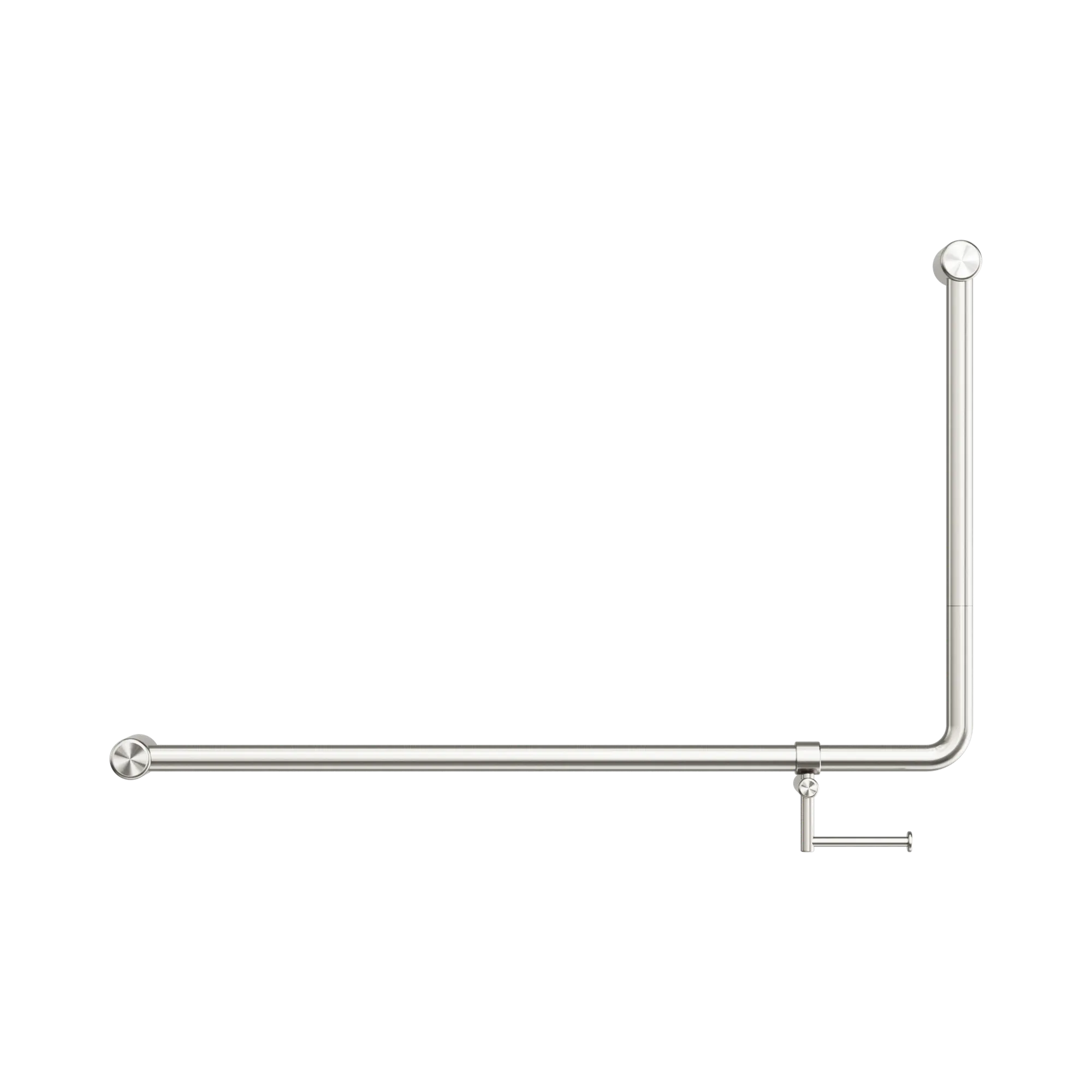 Mecca Care 32mm DDA Accessible Toilet 90 Degree Bent Tube Grab Rail 600X1000mm With Toilet Roll Holder