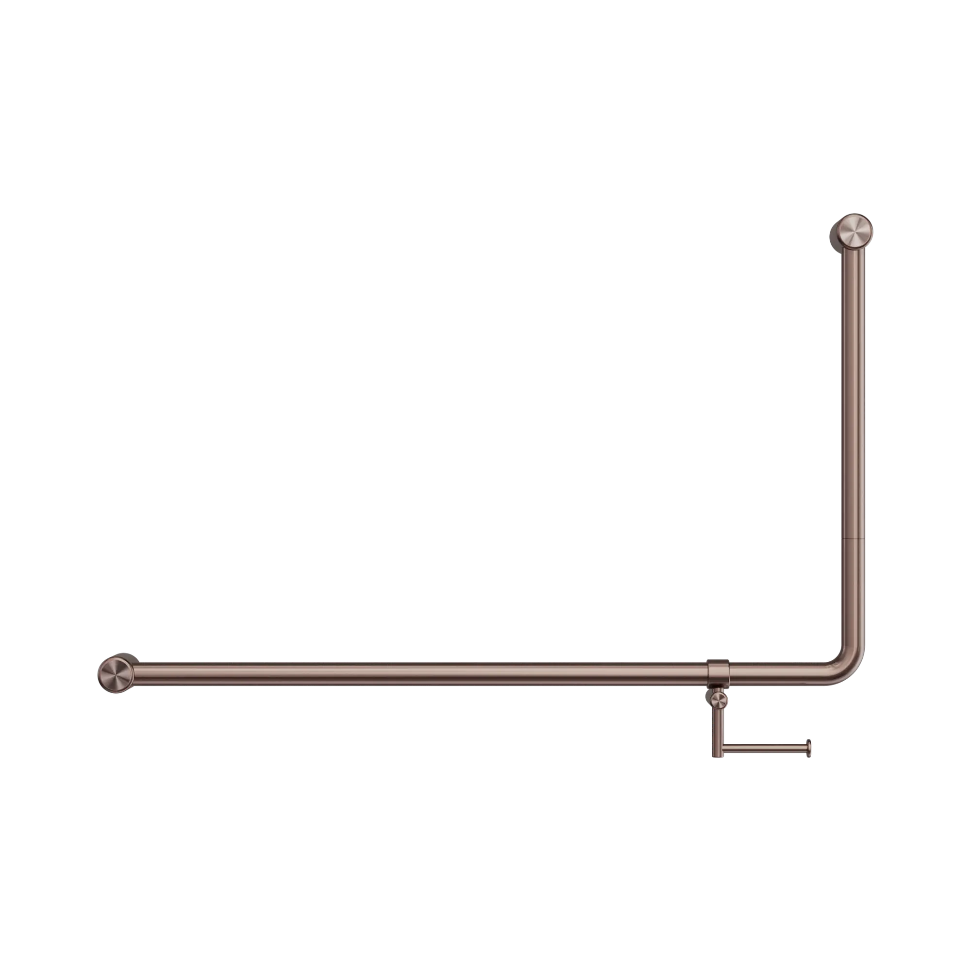 Mecca Care 32mm DDA Accessible Toilet 90 Degree Bent Tube Grab Rail 600X1000mm With Toilet Roll Holder