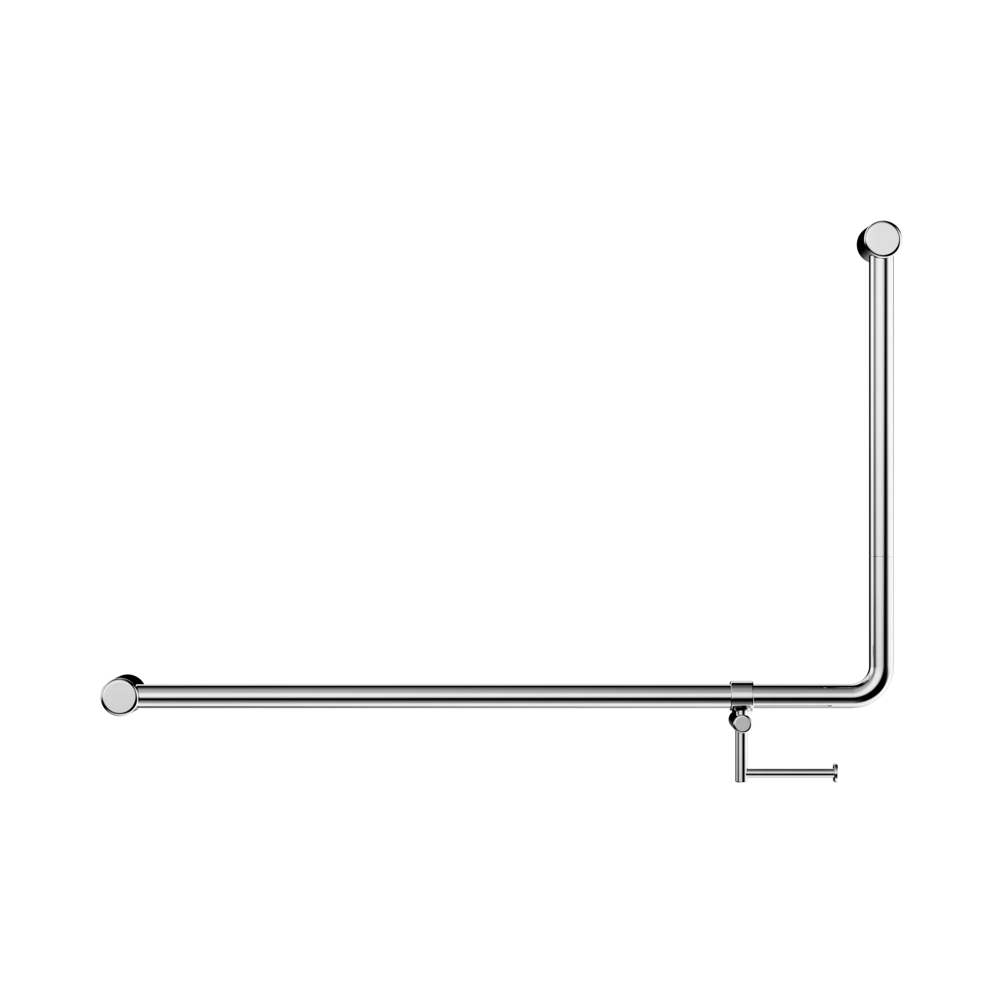 Mecca Care 32mm DDA Accessible Toilet 90 Degree Bent Tube Grab Rail 600X1000mm With Toilet Roll Holder