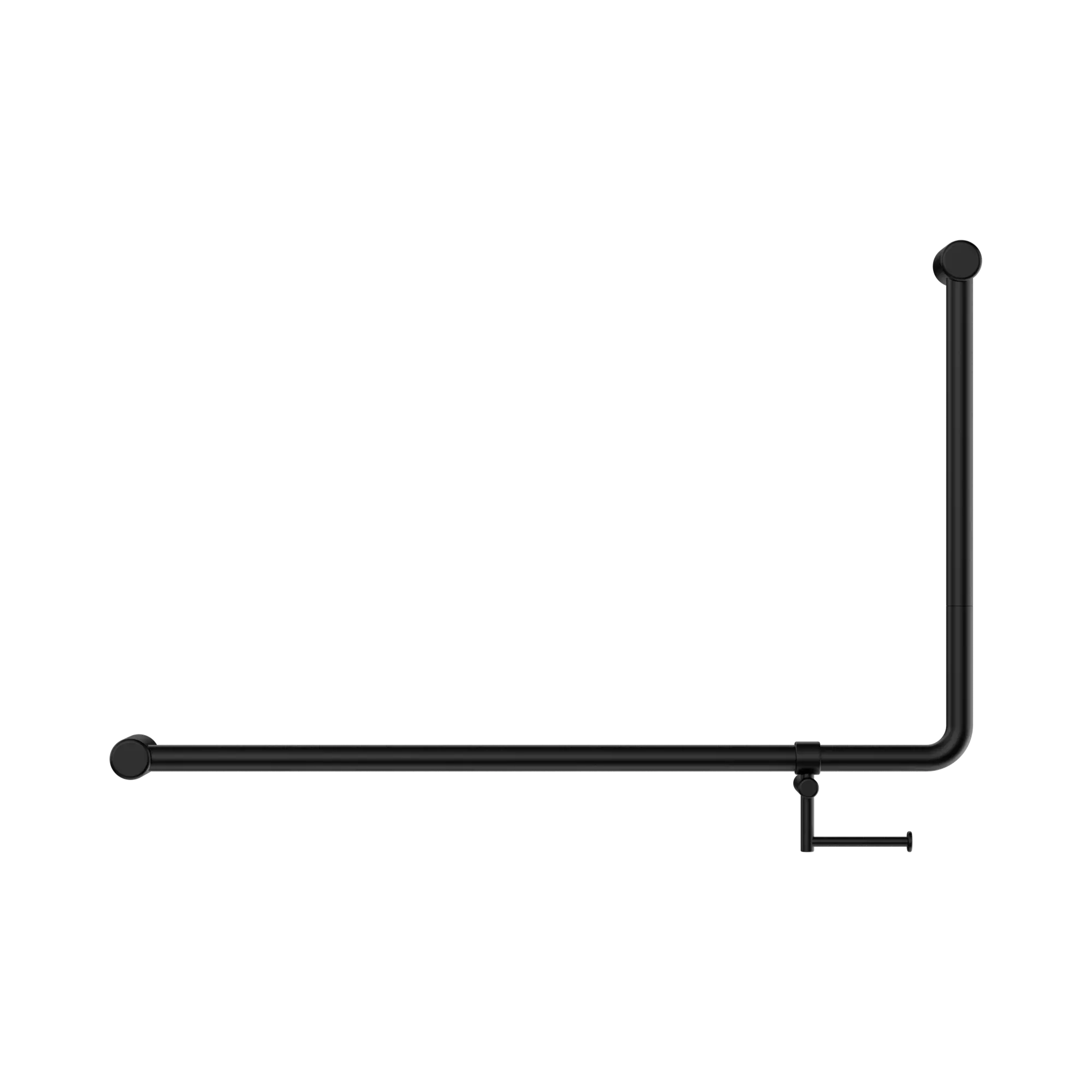 Mecca Care 32mm DDA Accessible Toilet 90 Degree Bent Tube Grab Rail 600X1000mm With Toilet Roll Holder