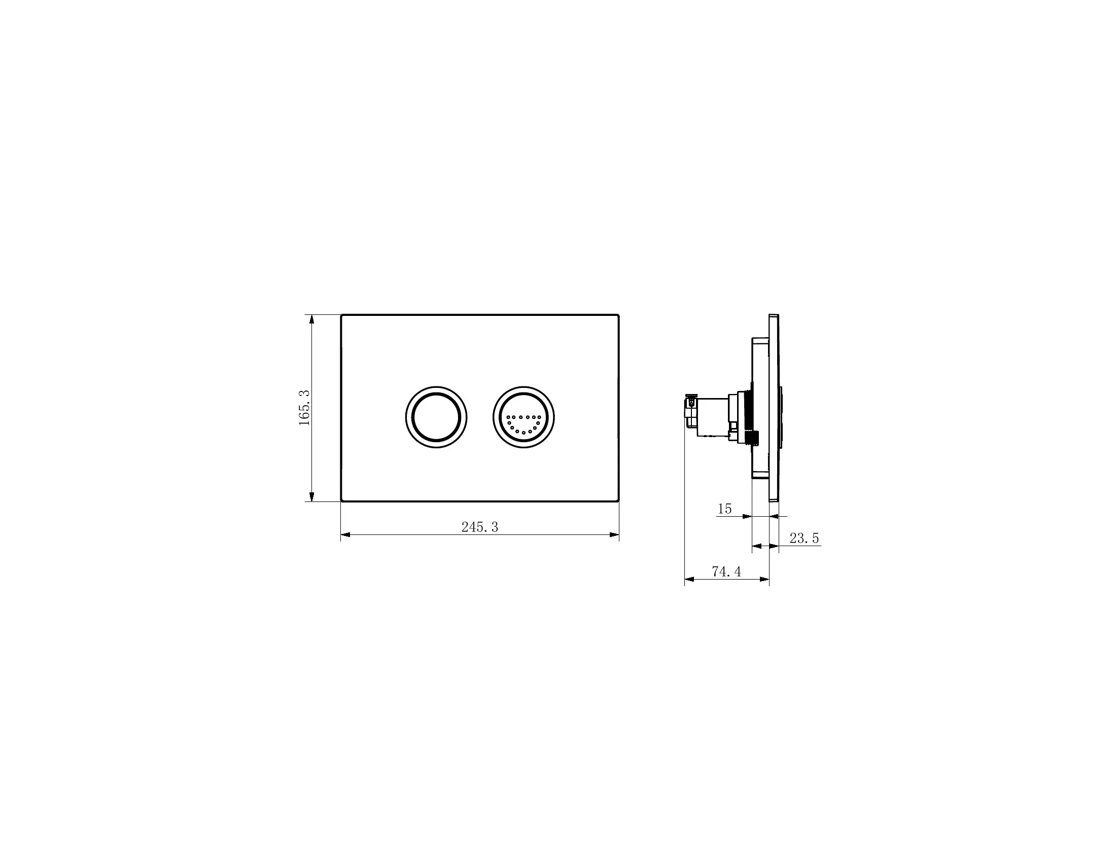 Mecca Care Raised Disabled Care Pneumatic Flush Buttons Plate DDA Accessible Toilet Compliant