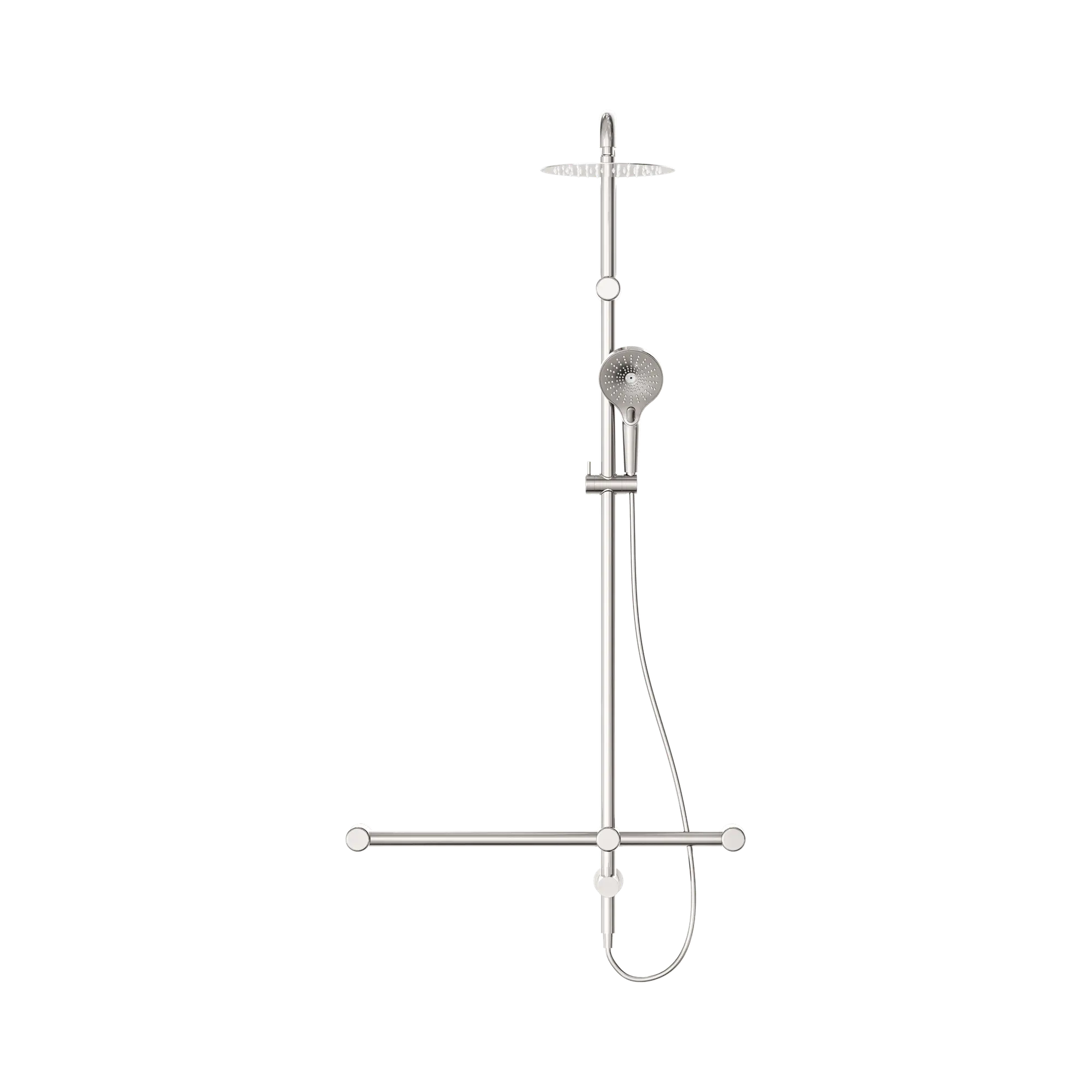 Mecca Care 32mm T Bar Grab Rail 1100x750mm Twin Shower Set