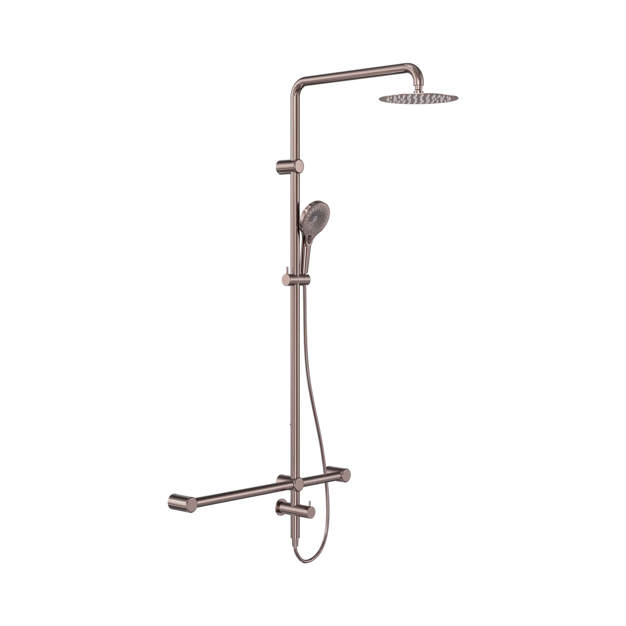 Mecca Care 32mm T Bar Grab Rail 1100x750mm Twin Shower Set