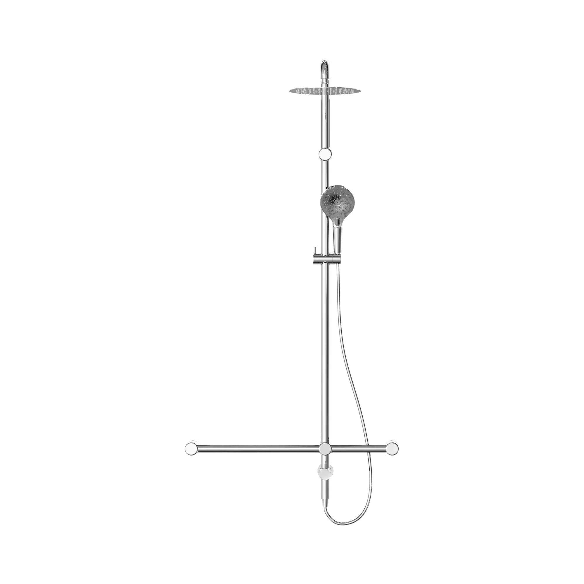Mecca Care 32mm T Bar Grab Rail 1100x750mm Twin Shower Set