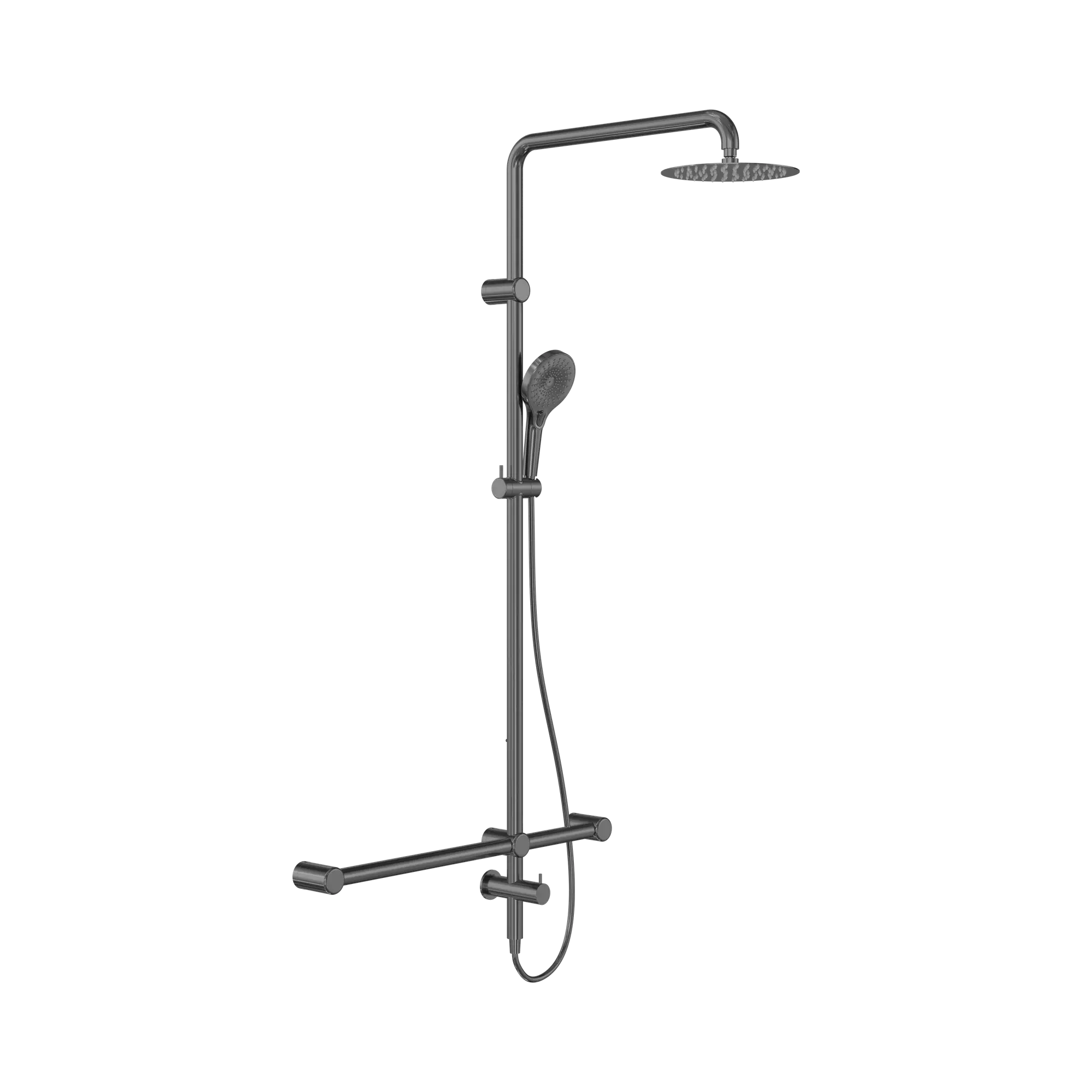 Mecca Care 32mm T Bar Grab Rail 1100x750mm Twin Shower Set
