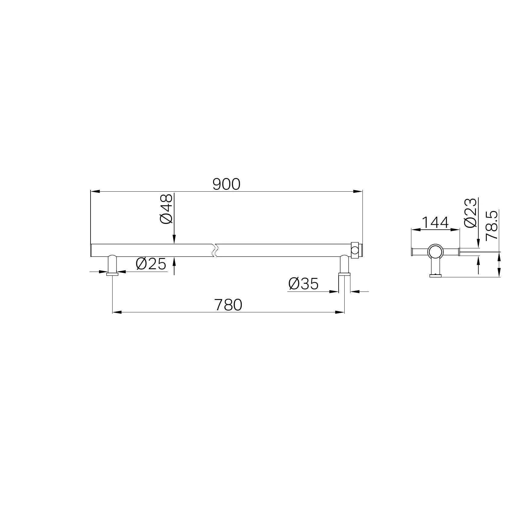 Non-Heated Vertical Towel Rail 900mm