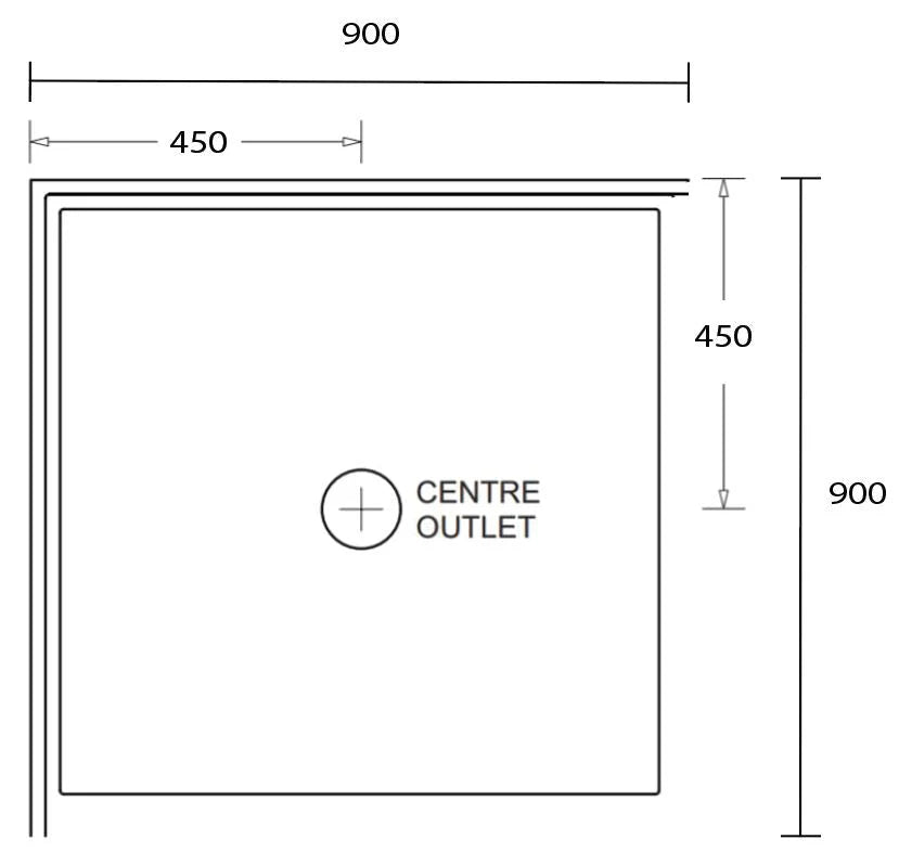 Aussie Polymarble Shower Base 900x900 Centre Outlet White