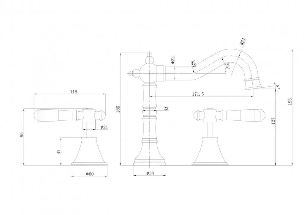 Clasico Countertop Basin/Bath Set - Standard Handle