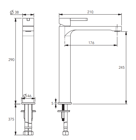 BROO Extended Basin Mixer Brushed Nickel, Matte Black,Brushed Nickel & Matte Black, Matte Black & Brushed Nickel