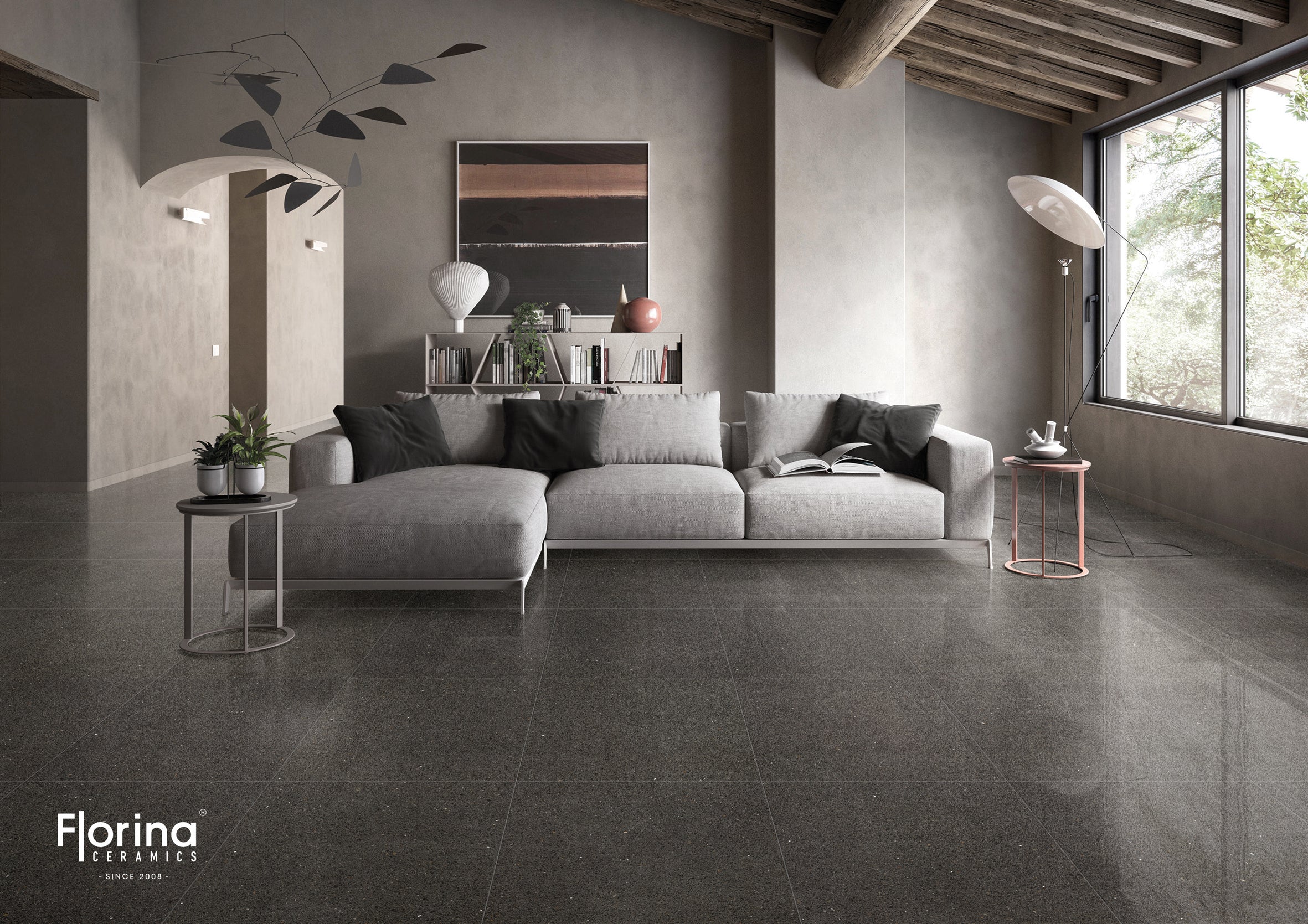 Q4-QZ1337 QUARRAZZO BASALT BLACK MATT 300X300