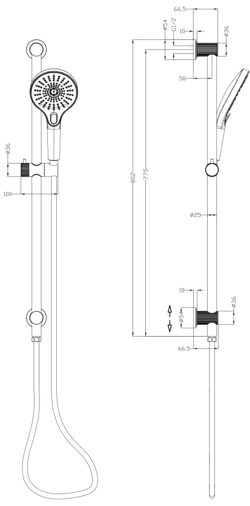Mica Fluted Shower Rail – Inbuilt Inlet