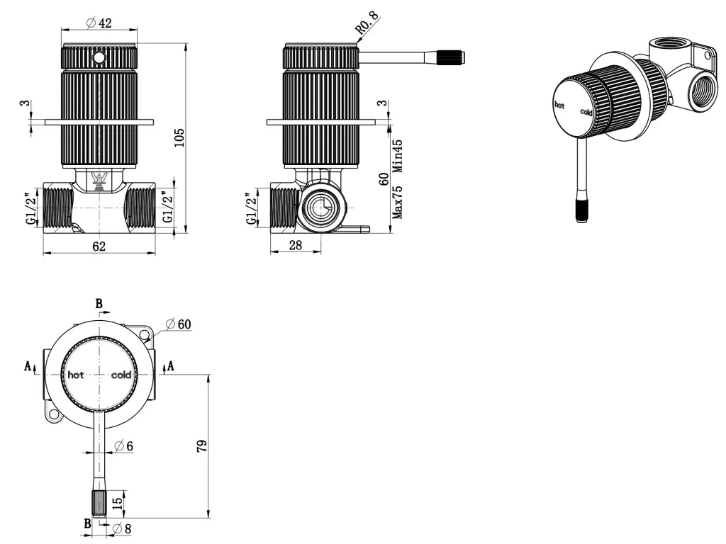 Mica Fluted Shower Mixer