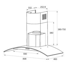 CURVED GLASS Q SERIES RANGEHOOD - 900MM