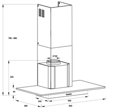GLASS CANOPY RANGEHOOD - 900MM