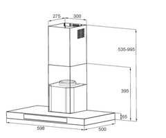 T STYLE CANOPY RANGEHOOD - 600MM
