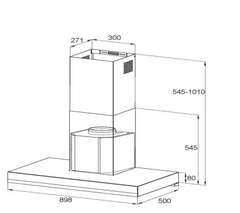 BLACK GLASS BAFFLE FILTER RANGEHOOD - 900MM