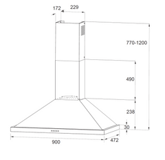 CANOPY RANGEHOOD - 900MM
