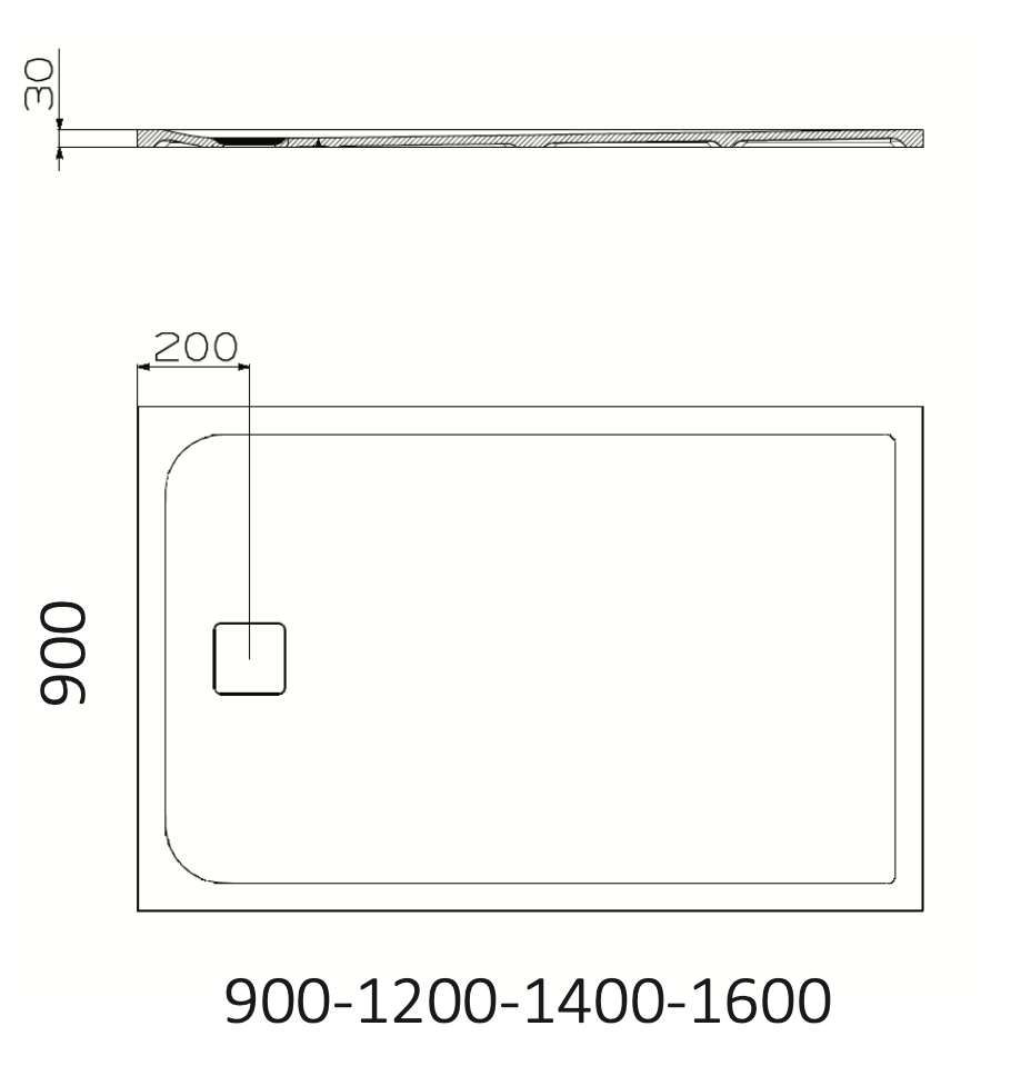 PIETRA Shower Floor Available In Custom Size, 900, 1000, 1200, 1400, 1600, 1800, & 2000