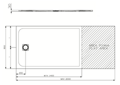PIETRA Shower Floor Available In Custom Size, 900, 1000, 1200, 1400, 1600, 1800, & 2000