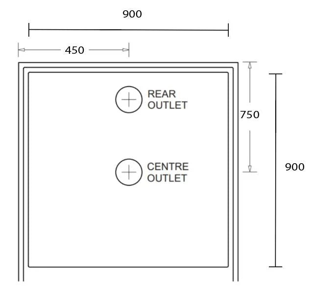Aussie Polymarble Shower Base 900x900 Front Outlet