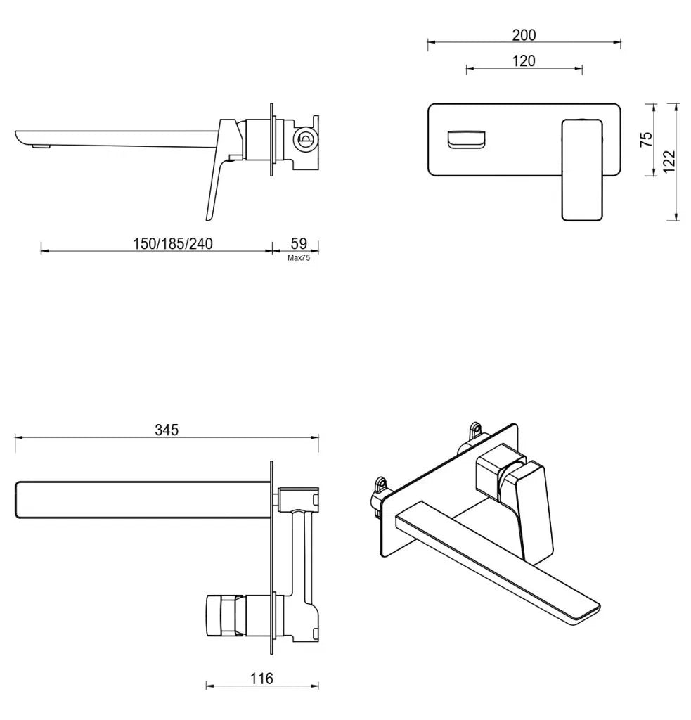 Tiago Wall-Spout Combo – 1P – TRIM KIT ONLY