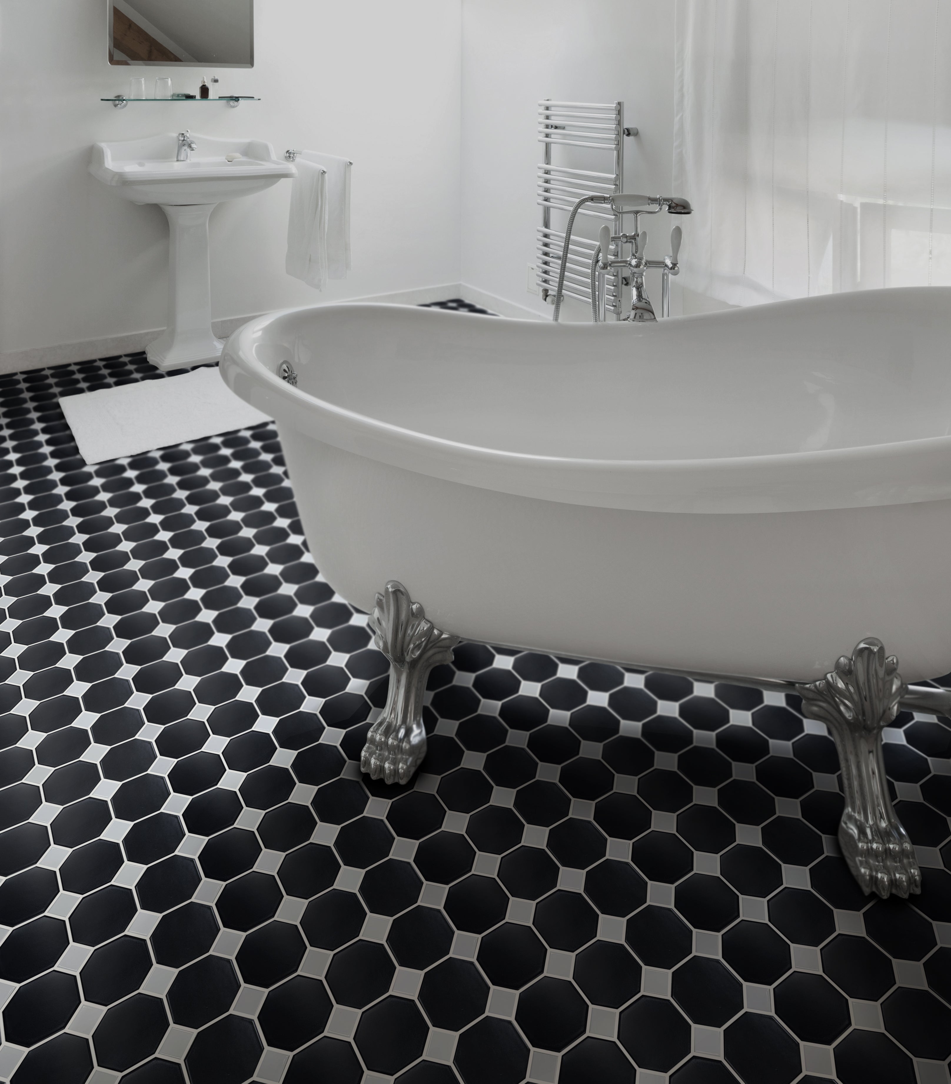 MATT BLACK OCTAGON GLOSS WHITE DOT 97X97