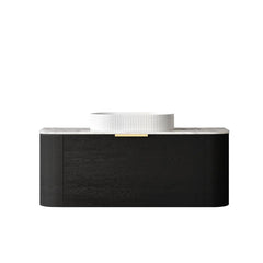 BONDI 1200MM BLACK OAK WALL HUNG CURVE VANITY